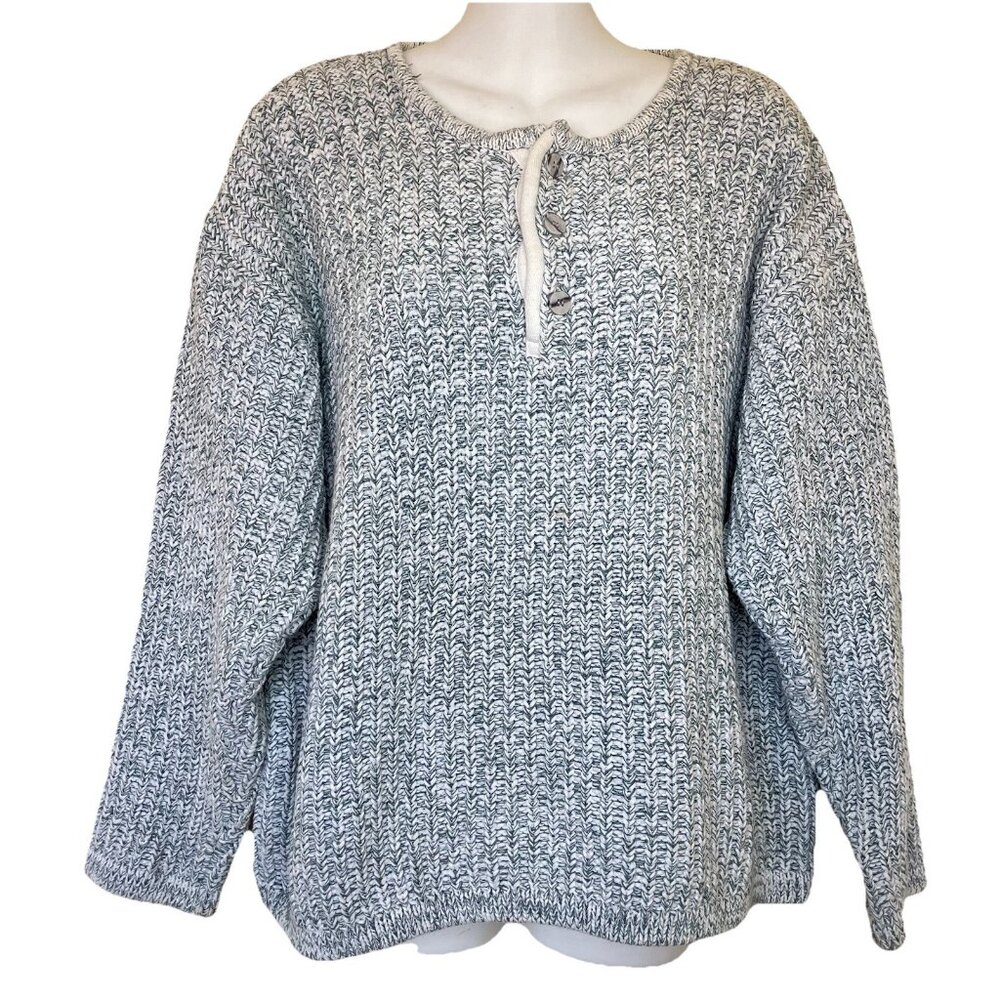 Natural Resources Shaker Knit Cotton Pullover Sweater Sage Heather Vintage 90s